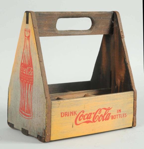 1940S COCA-COLA WOODEN 6 PACK CARRIER.            