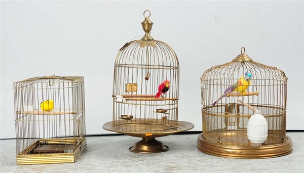 LOT OF 3: BRASS BIRD CAGES.                       