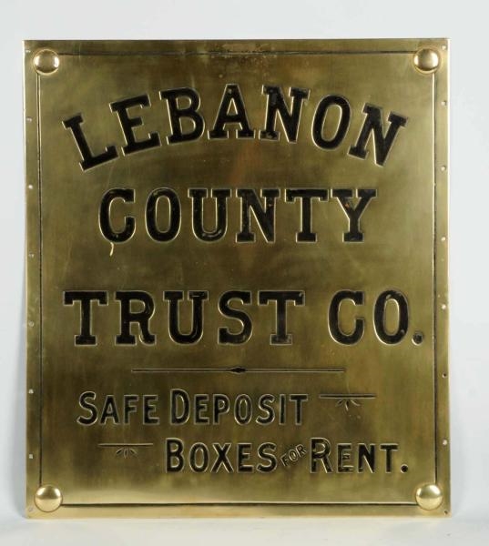 CIRCA 1890-1900 LEBANON TRUST CO. BRASS BANK SIGN 