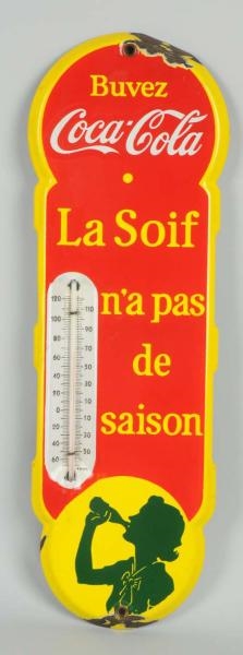 FRENCH CANADIAN PORCELAIN COCA-COLA THERMOMETER.  