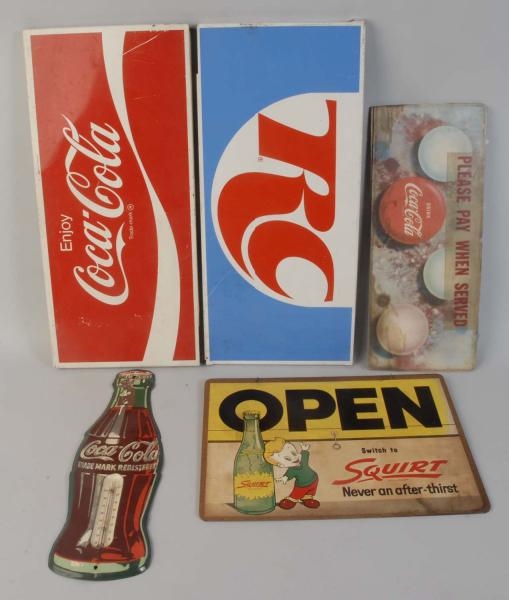 LOT OF 5: ASSORTED SODA SIGNS.                    