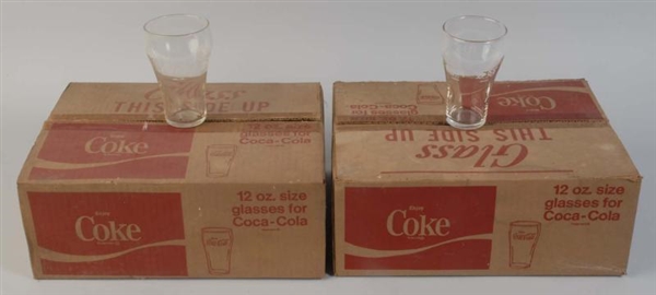 LOT OF 2: BOXES OF 1970S COCA-COLA GLASSES.       