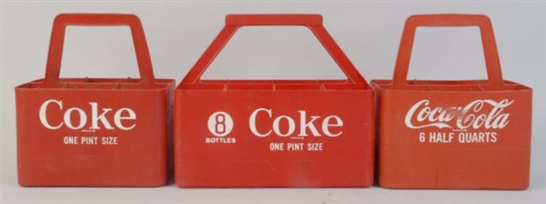 LOT OF 3: PLASTIC COCA-COLA CARRIERS.             