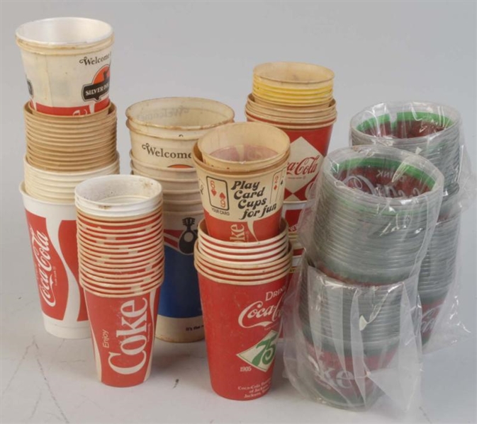 ASSORTED PLASTIC COCA-COLA CUPS.                  