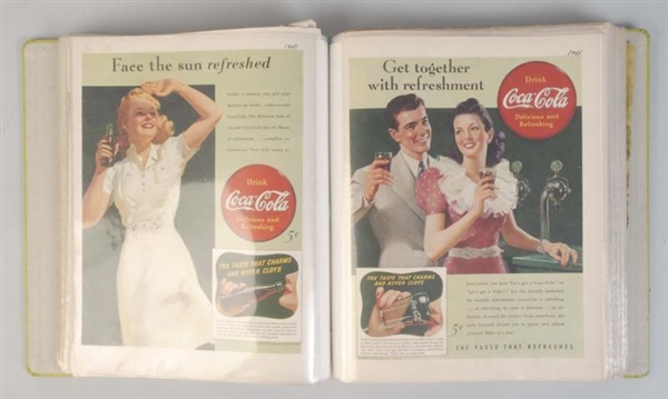 LARGE BOOK WITH OVER 100 COCA-COLA MAGAZINE ADS.  