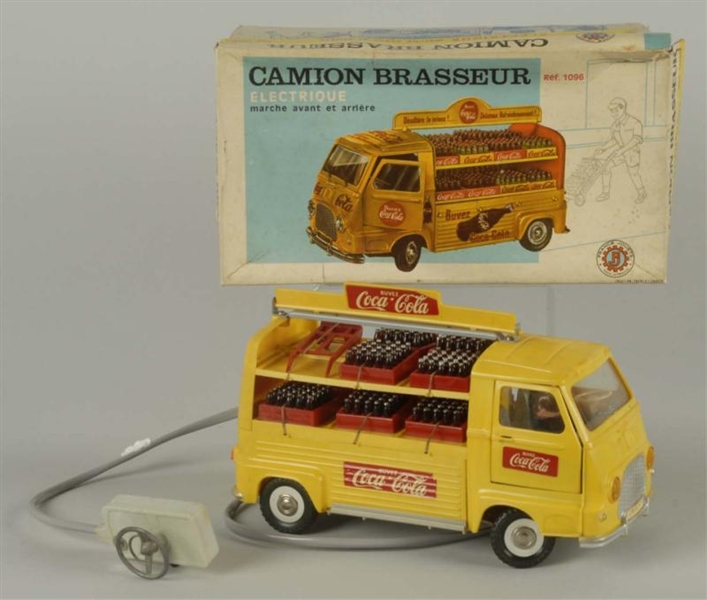 FRENCH TOY COCA-COLA TRUCK WITH BOX.              
