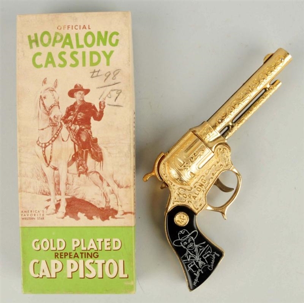 WYANDOTTE HOPALONG CASSIDY CAP PISTOL GOLD PLATED 