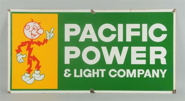 ENAMEL PACIFIC POWER & LIGHT CO. SIGN.            