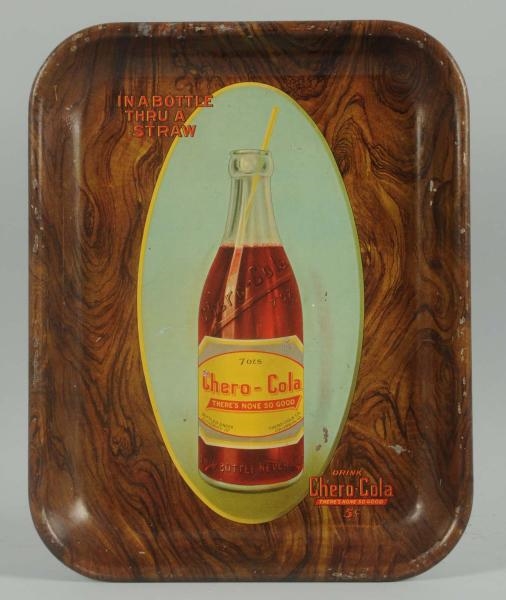 CHERO-COLA 1920S SERVING TRAY WITH BOTTLE.        