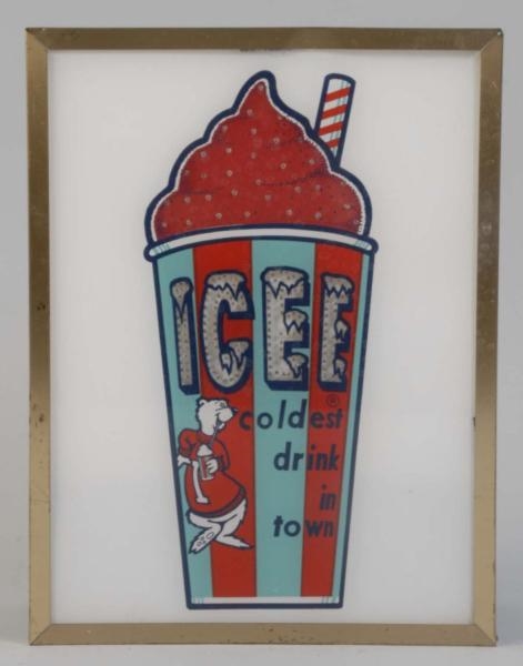 LIGHT-UP ICEE COLD DRINK SIGN.                    