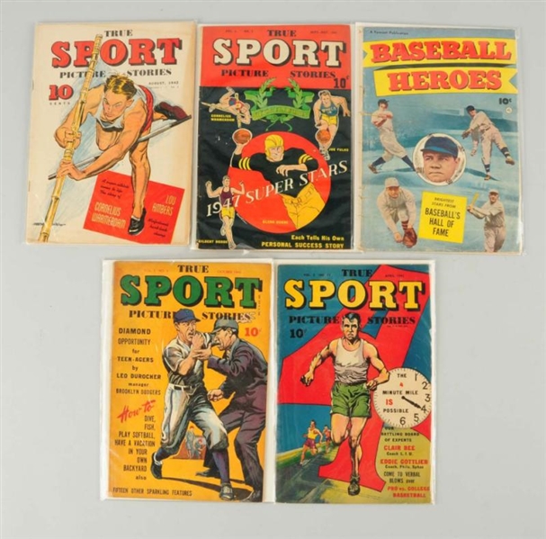 LOT OF 5: 1940S - 1950S SPORTS THEMED COMICS.     