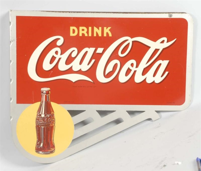 DOUBLE SIDED METAL COCA-COLA FLANGE SIGN.         