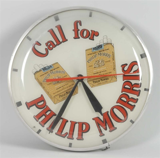 ROUND PHILIP MORRIS ADVERTISING CLOCK.            