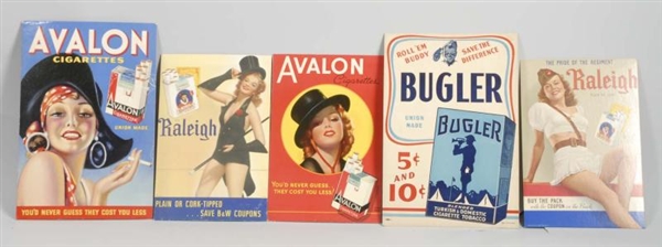 LOT OF 5: CARDBOARD TOBACCO RELATED SIGNS.        