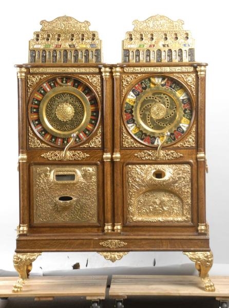 CAILLE DOUBLE UPRIGHT FLOOR MODEL SLOT MACHINE.   