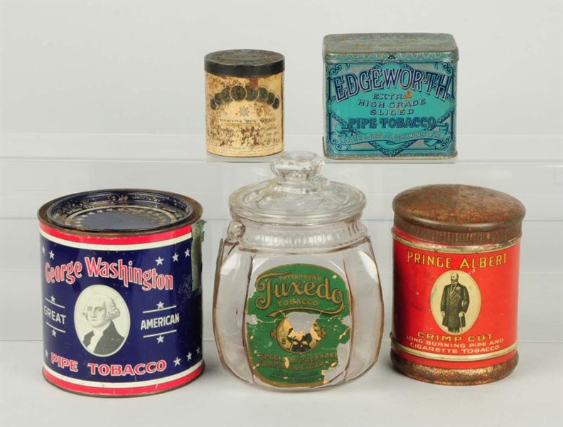 LOT OF 5: TOBACCO CONTAINERS.                     