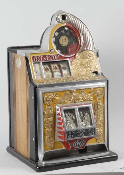 WATLING 10¢ COIN FRONT ROL-A-TOP SLOT MACHINE.    