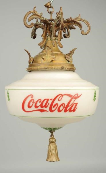 1930S COCA-COLA GLASS HANGING LIGHT.              
