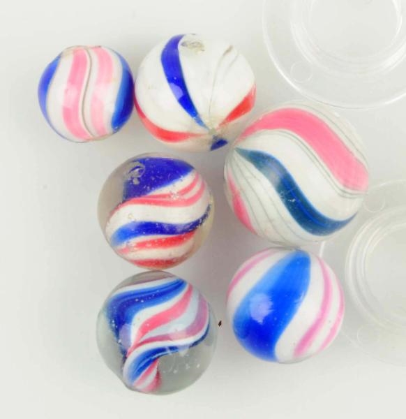 LOT OF 6: PEPPERMINT MARBLES.                     