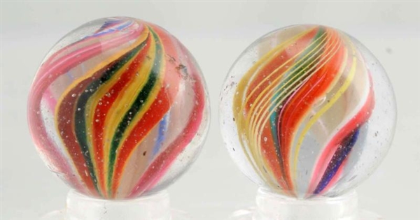 LOT OF 2: DOUBLE-RIBBON SWIRL MARBLES.            