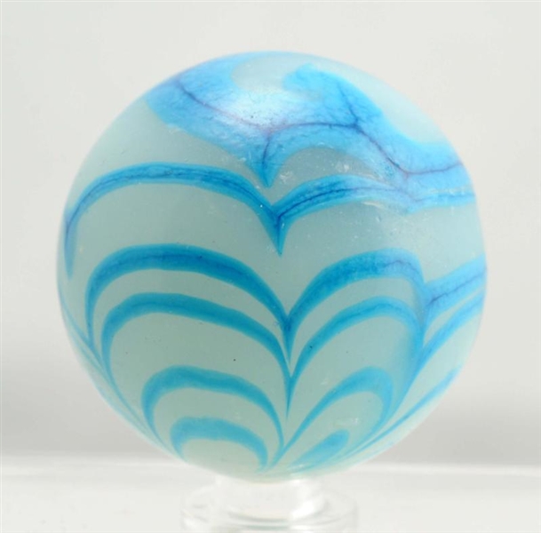 RARE LARGE BLUE AND WHITE OPAQUE SWIRL MARBLE.    