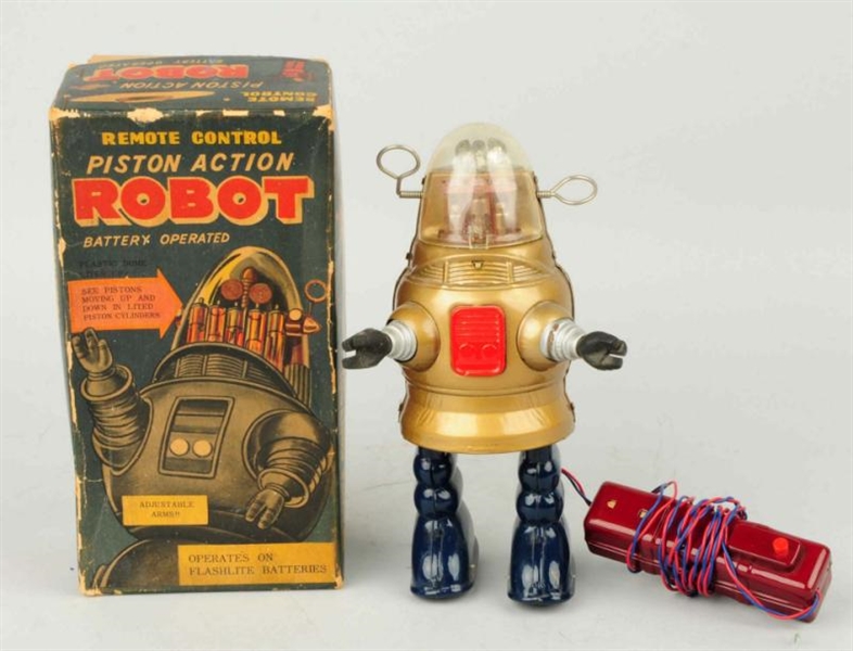 JAPANESE BATTERY OPERATED PISTON ACTION ROBOT.    