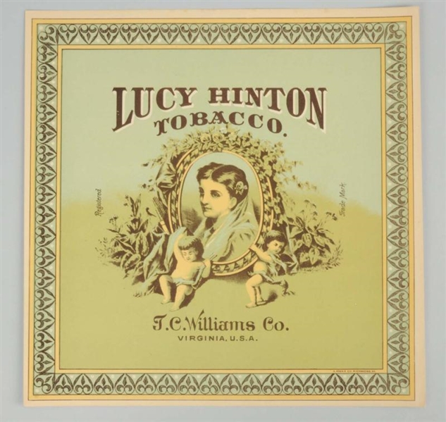 LUCY HINTON TOBACCO CRATE LABEL.                  