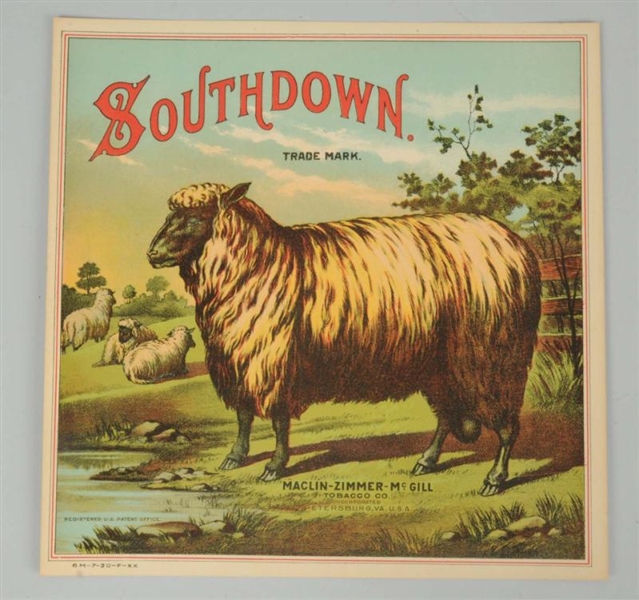 SOUTHDOWN TOBACCO CRATE LABEL.                    