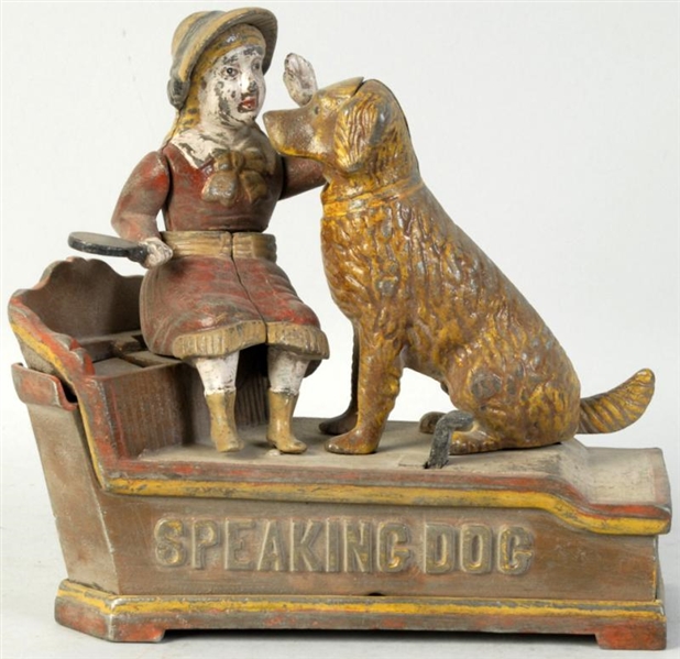 LEAD COPY OF SPEAKING DOG MECHANICAL BANK.        