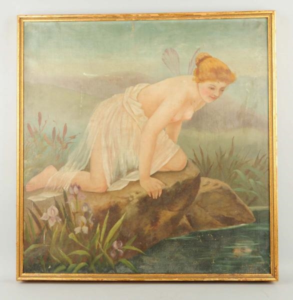 PAINTING OF NUDE FAIRY BY STREAM.                 