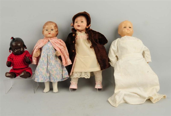 LOT OF 4: UNMARKED COMPOSITION DOLLS.             