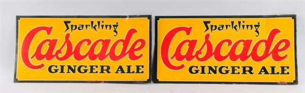 LOT OF 2: CASCADE GINGER ALE TIN SIGNS.           
