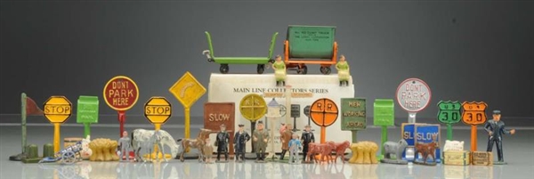 LARGE GROUPING OF SIGNS, FIGURES, CARTS & MISC.   