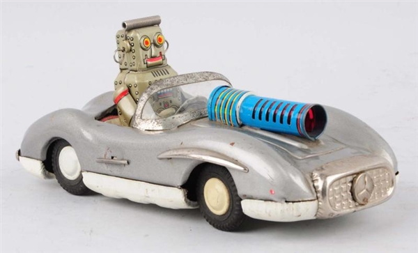 JAPANESE TIN LITHO MERCEDES CAR WITH ROBOT DRIVER 