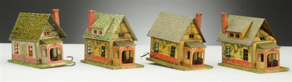 LOT OF 4: LIONEL 184 TIN LITHO BUNGALOWS.         