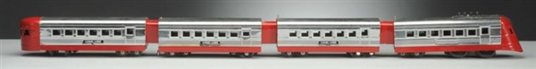 LIONEL LINES TRAIN SET IN RED & SILVER COLORS.    
