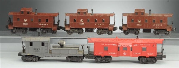 LIONEL 5 ASSORTED CABOOSES INCLUDING 2420.        