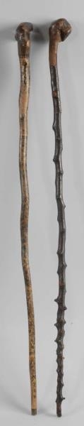 LOT OF 2: NATURAL WOOD CANES.                     