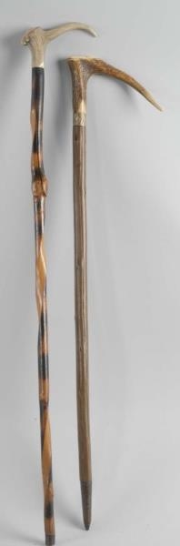 LOT OF 2: CANES WITH STAG HANDLES.                