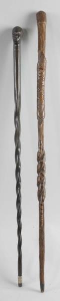 LOT OF 2: CARVED CANES                            