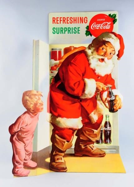 LARGE 1950S COCA - COLA SANTA STAND UP SIGN.      