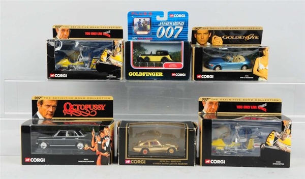 6 BOXES OF JAMES BOND CARS IN ORIG. BOXES.        