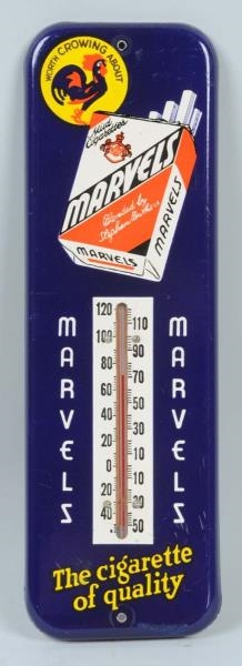 MARVELS CIGARETTE 1950S TIN THERMOMETER.          