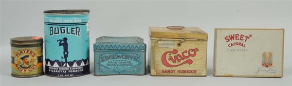 LOT OF 5: ASSORTED TOBACCO TINS.                  