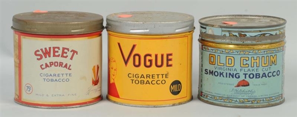LOT OF 3: ASSORTED TOBACCO TINS.                  