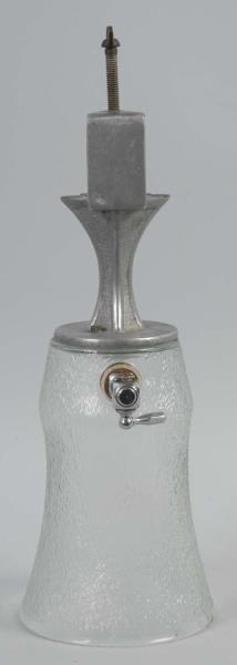 1930S GLASS BOLT-ON SYRUP DISPENSER.              