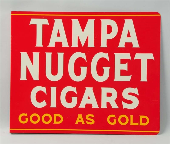 1962 TAMPA NUGGET CIGARS TIN FLANGE SIGN.         