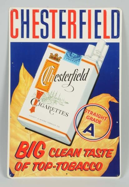 1960S EMBOSSED CHESTERFIELD TIN SIGN.             