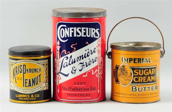 LOT OF 3: ASSORTED TINS.                          