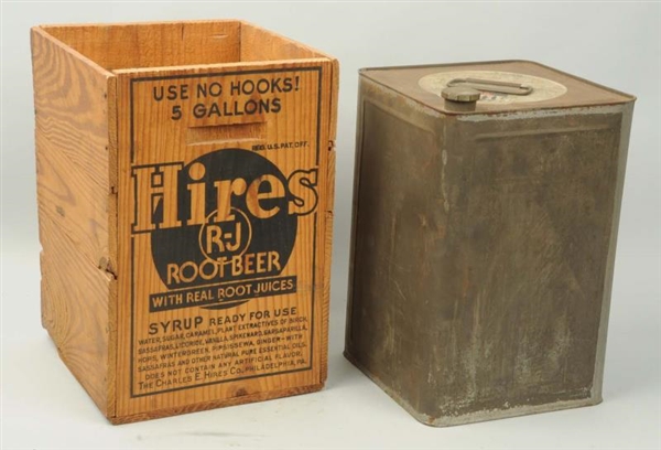 1940S-1950S HIRES ROOT BEER 5 GALLON SYRUP TIN.   
